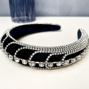 Velvet Rhinestone Headband Sponge Padded Hair Hoops Women Vintage Hair band Hair Accessories