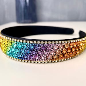 Faixa de cabeça de strass iridescente, cristal brilhante, acessórios para cabelo femininos, presente