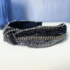 Vintage knotted Headband Women Bling Gold/Silver Rhinestone Crown Hair Accessory Hair Hoop