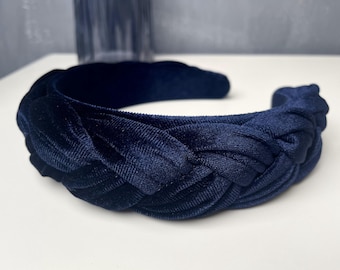 Fashion Velvet Braided Headband Matador Headband Navy blue Boho Hair Band Women Hair Accessory