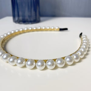 Ivory Pearl Beaded Headbands Women Hairband Thin headband