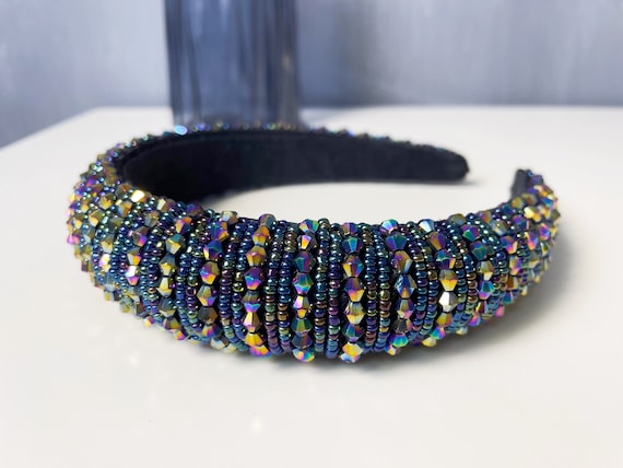 Bandeaux élégants Noirs Et Gris Icon Avec Perles Et Strass - Neuf Avec étiquettes - Article #7