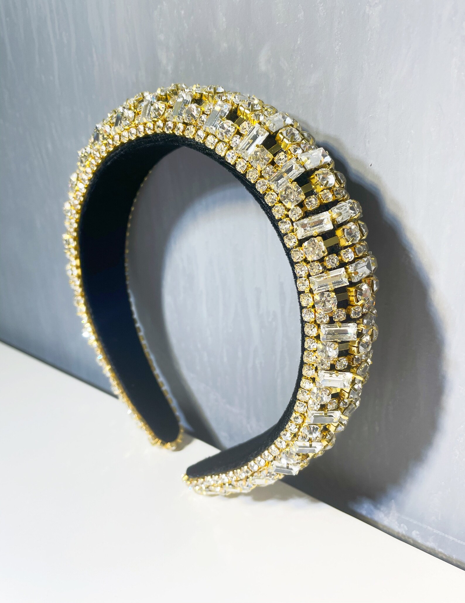 Women Rhinestone Headband Thick Padded Headband Holiday Gift Etsy