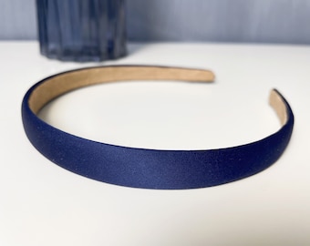 Women Navy blue Vintage Thin Headbands Minimalist Satin Headband Hair Accessories Gift