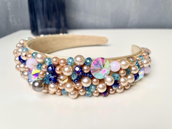 Women gorgeous headband beads/rhinestones Rhinestone Headband Women Padded Headband Cute Fancy Bling  main image 3