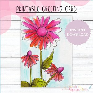 Biglietto d'auguri con acquerello disegnato a mano / Biglietto stampabile 5x7 con busta / Interno vuoto / Download PDF e JPG / Biglietto per tutte le occasioni / Floreale n. 40
