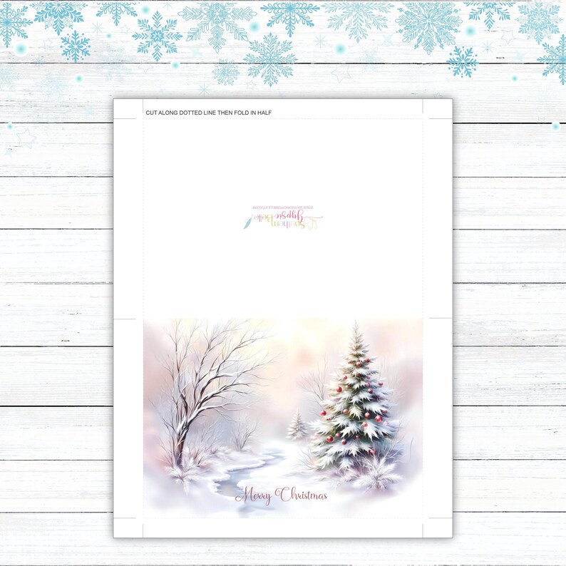 Merry Christmas Tree Card - Printable Holiday Greeting With Winter ...