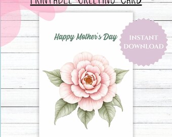 Printable Mother's Day Flower Card: 5x7 Blank Card with Envelope (PDF & JPG) | #434