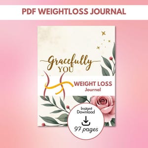 Gracefully You – Journal de 97 pages sur la perte de poids féminine | Agenda bien-être floral à imprimer avec trackers et citations pour femme | #1