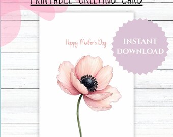 Printable Mother's Day Flower Card: 5x7 Blank Template (PDF & JPG) | #426