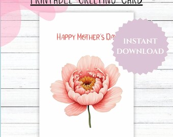 Printable Mother's Day Flower Card: 5x7 Blank Template (PDF & JPG) | #429