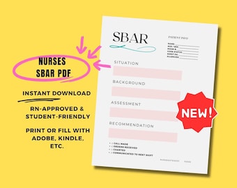 Editable SBAR Report Sheet PDF | Vintage Nurse Shift Tool | Fillable RN Template w/ Patient Demographics + Checklist | NurseNotesPDF