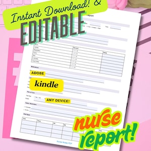 Editable Nurse Brain Sheet PDF | 1 Patient Report Template | Cute RN Printable for Med Surg & ICU | Aesthetic Organizer | Instant Download