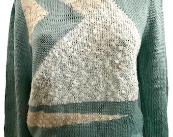 ILLUSTRATIES Vintage jaren 80 trui met lovertjes versierde trui SWEATER Maat Small