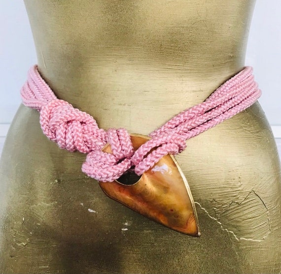 Seashell rope belt 90s Macrame & Cowrie Shell Belt - Lucky Vintage main image 4