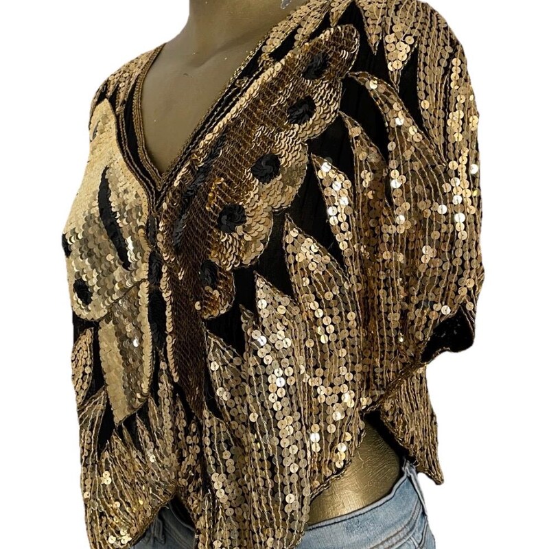 70s SEQUIN BUTTERFLY TOP - M/L