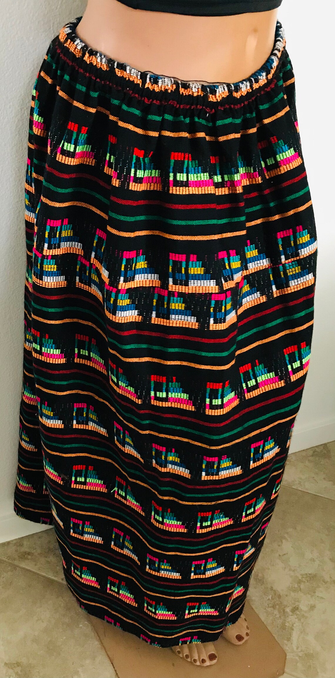 Vintage PERUVIAN Style Boho Hippie Maxi Skirt L XL Etsy