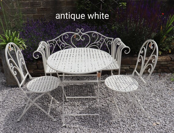 Shabby Chic Garden Furniture Table Chairs Bench Patio Bistro Etsy