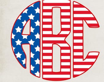 Monogram koła amerykańskiej flagi PNG | Pobieranie cyfrowe | Monogram koła gwiazd i pasów PNG | Patriotyczny monogram amerykańskiej flagi PNG |