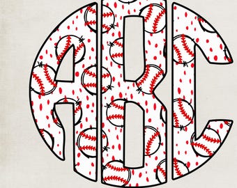 Red Baseball Speckle Circle Monogram PNG | Digital Download | Red Baseball Dalmatian Monogram PNG | Red Baseball Dottie Monogram PNG |