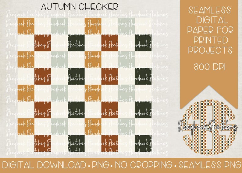 Autumn Checker Seamless Digital Paper | Digital Download | Printable ...