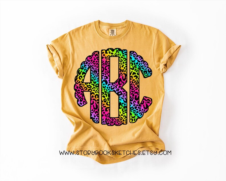 Leopard Print Monogram Colorful Leopard Scallop Monogram PNG | Digital Download | Full ...