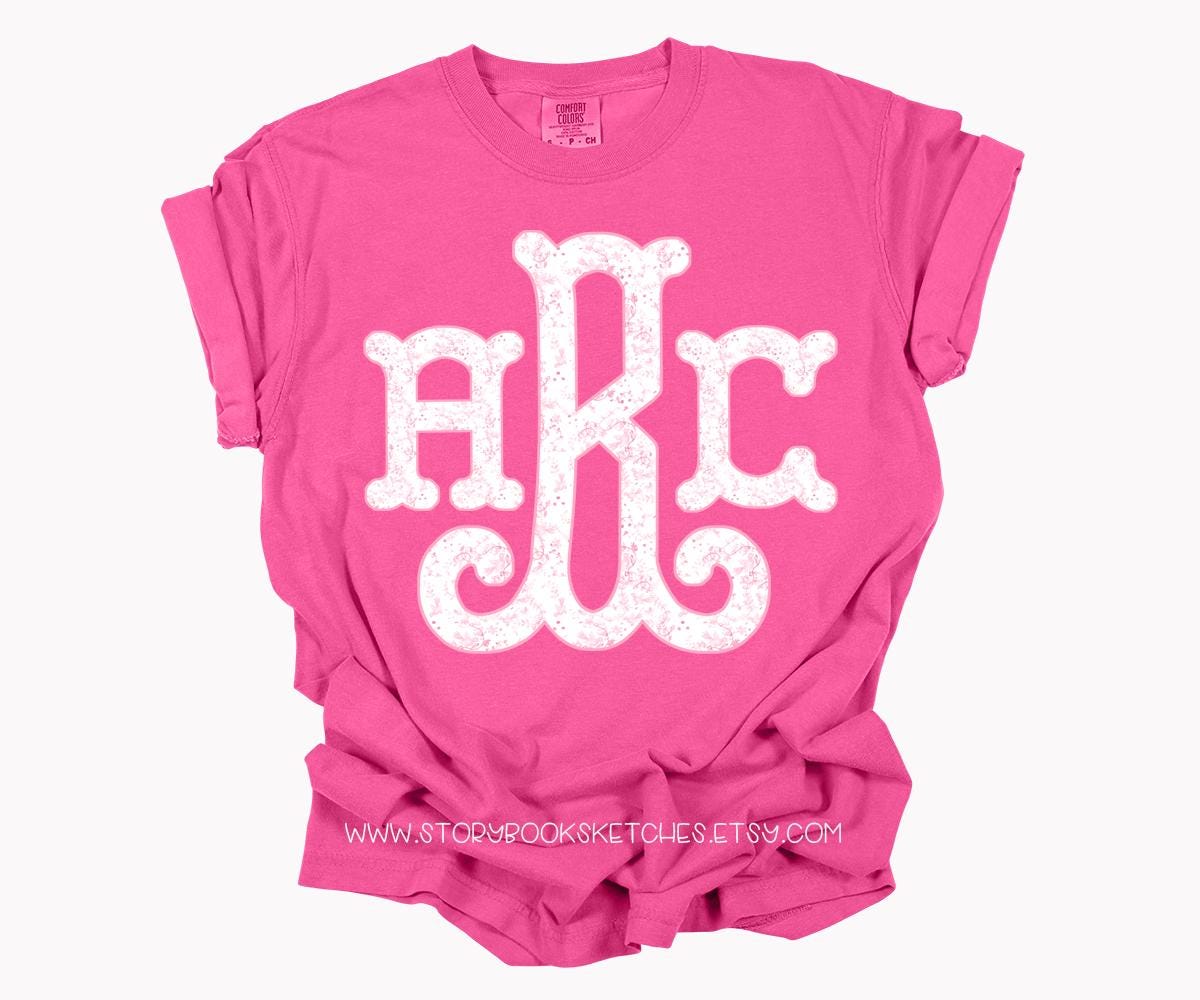 Pink Am Monogram Pink Toile Monogram PNG | Digital Download | Full Alpha | Pink Toile ...