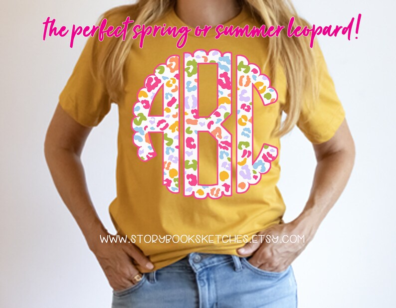 Leopard Print Monogram Pink Multi Colored Leopard Monogram PNG | Digital Download | 78 ...