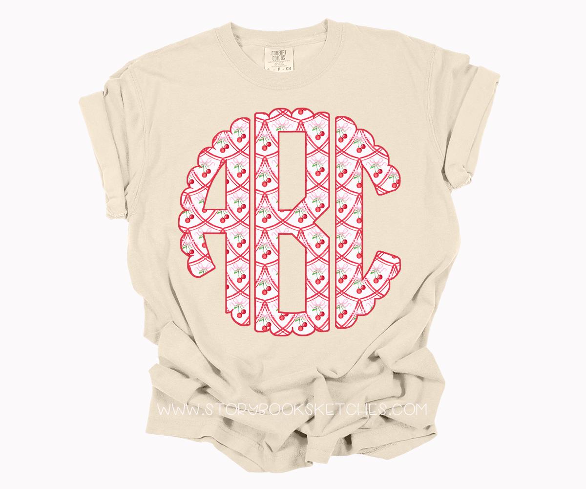Cherry Coquette Monogram PNG | Digital Download | Summer Cherries Bow ...