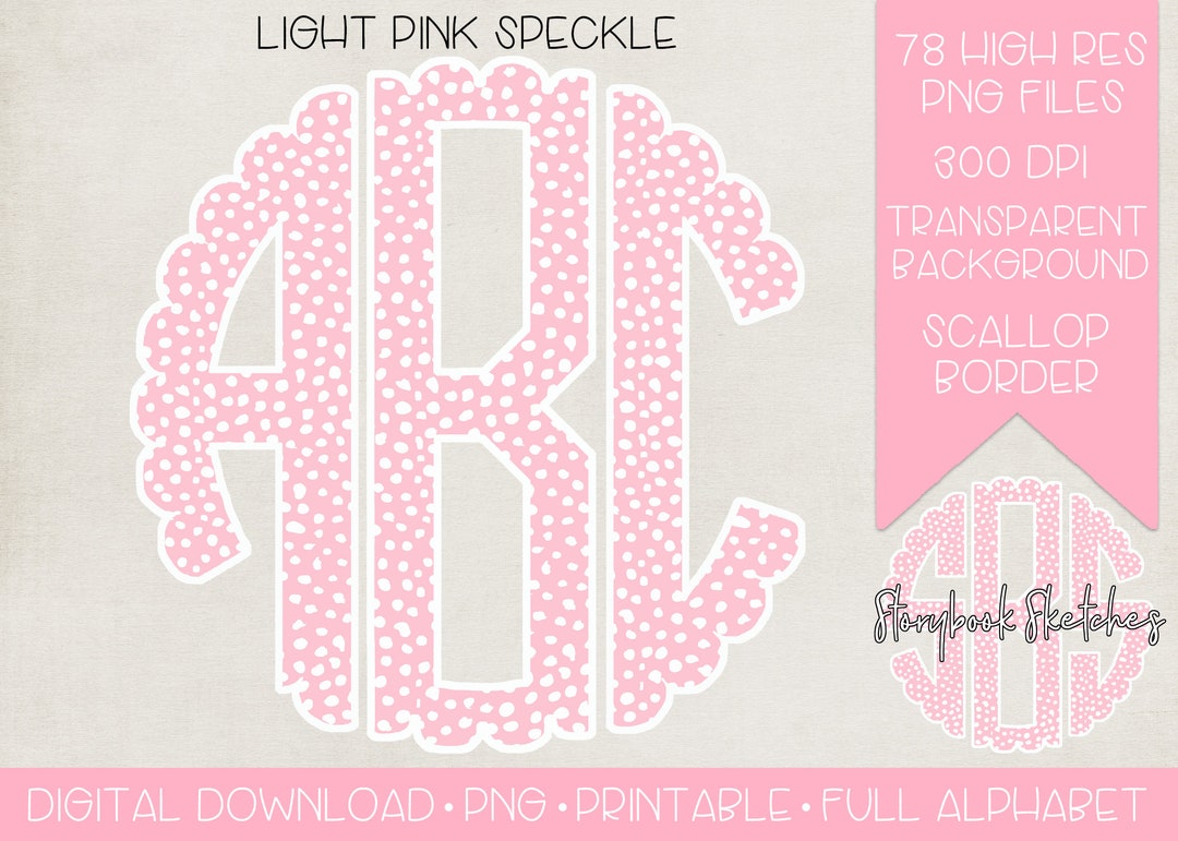 Pink Am Monogram Light Pink Speckle Monogram PNG | Digital Download | Pink Spring ...
