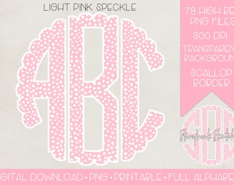 Light Pink Speckle Monogram PNG | Digital Download | Pink Spring Monogram Alphabet PNG | Pink Dottie Monogram Doodle Letters PNG | Blush png