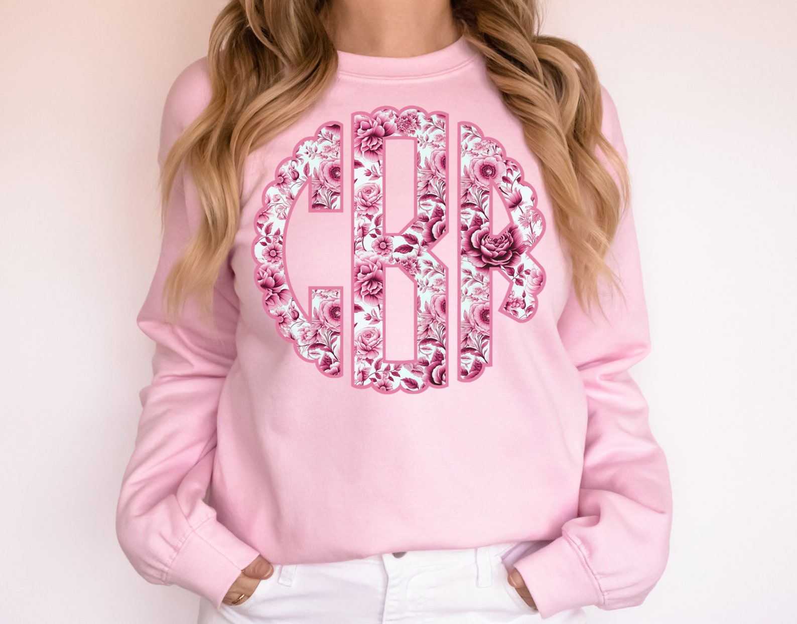 Pink Floral Scallop Monogram PNG | Digital Download | Full Alpha | No ...