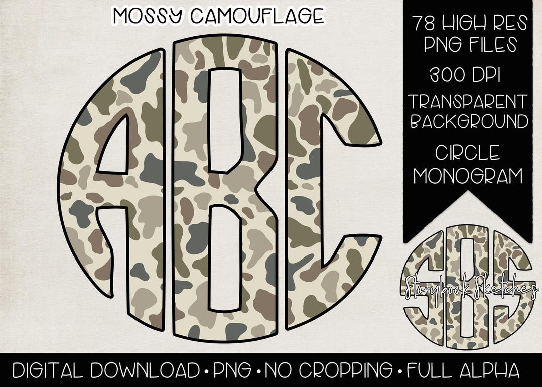 Mossy Camouflage Monogram PNG | Digital Download | Full Alphabet No ...