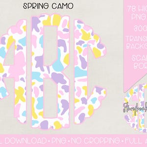 Spring Camo Monogram PNG | Digital Download | Spring Camouflage Monogram PNG | Pastel Camouflage Monogram PNG | Spring Scallop Monogram png