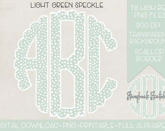 Light Green Spring Speckled Monogram PNG | Digital Download | Spring Green Dottie Monogram PNG | Spring Break Monogram PNG| Green Dottie png