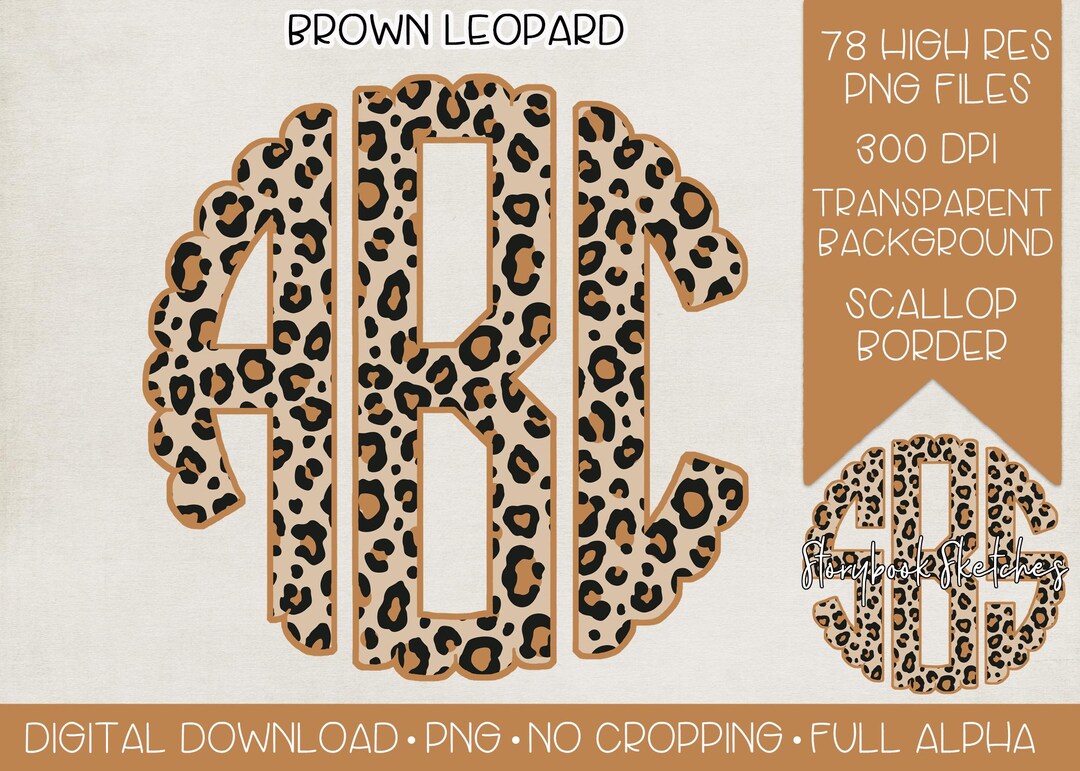 Monogram Leopard Classic Brown Leopard Monogram PNG | Digital Download | Traditional ...
