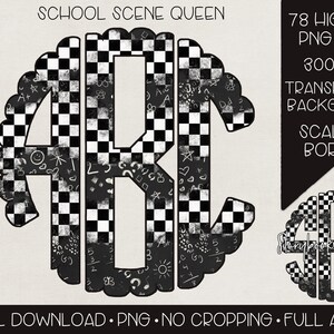 Monogramma regina scena scolastica PNG / Download digitale / Alfa completo / Monogramma scolastico PNG / Monogramma ritorno a scuola PNG / Monogramma insegnante png /