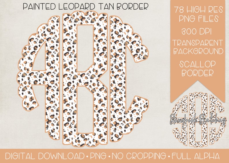 Monogram Leopard Painted Leopard Monogram PNG | Digital Download | Leopard With Tan ...