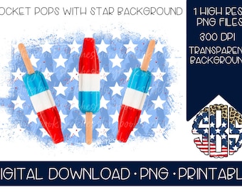 Rocket Pops Popsicles Background PNG | Digital Download | Popsicle PNG | 4th of July Digital Design | Fourth of July Popsicle png |