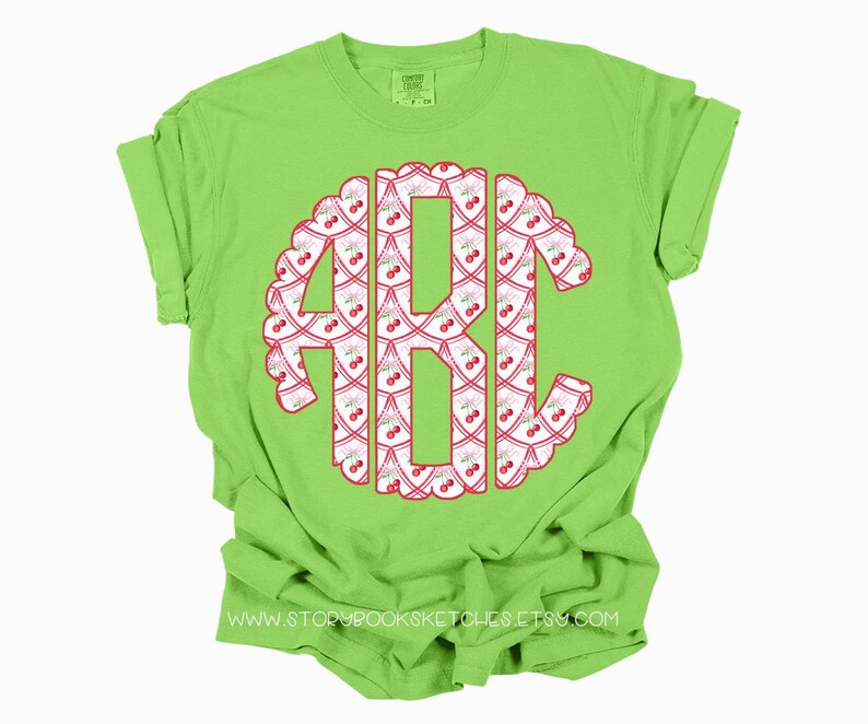 Cherry Coquette Monogram PNG | Digital Download | Summer Cherries Bow ...