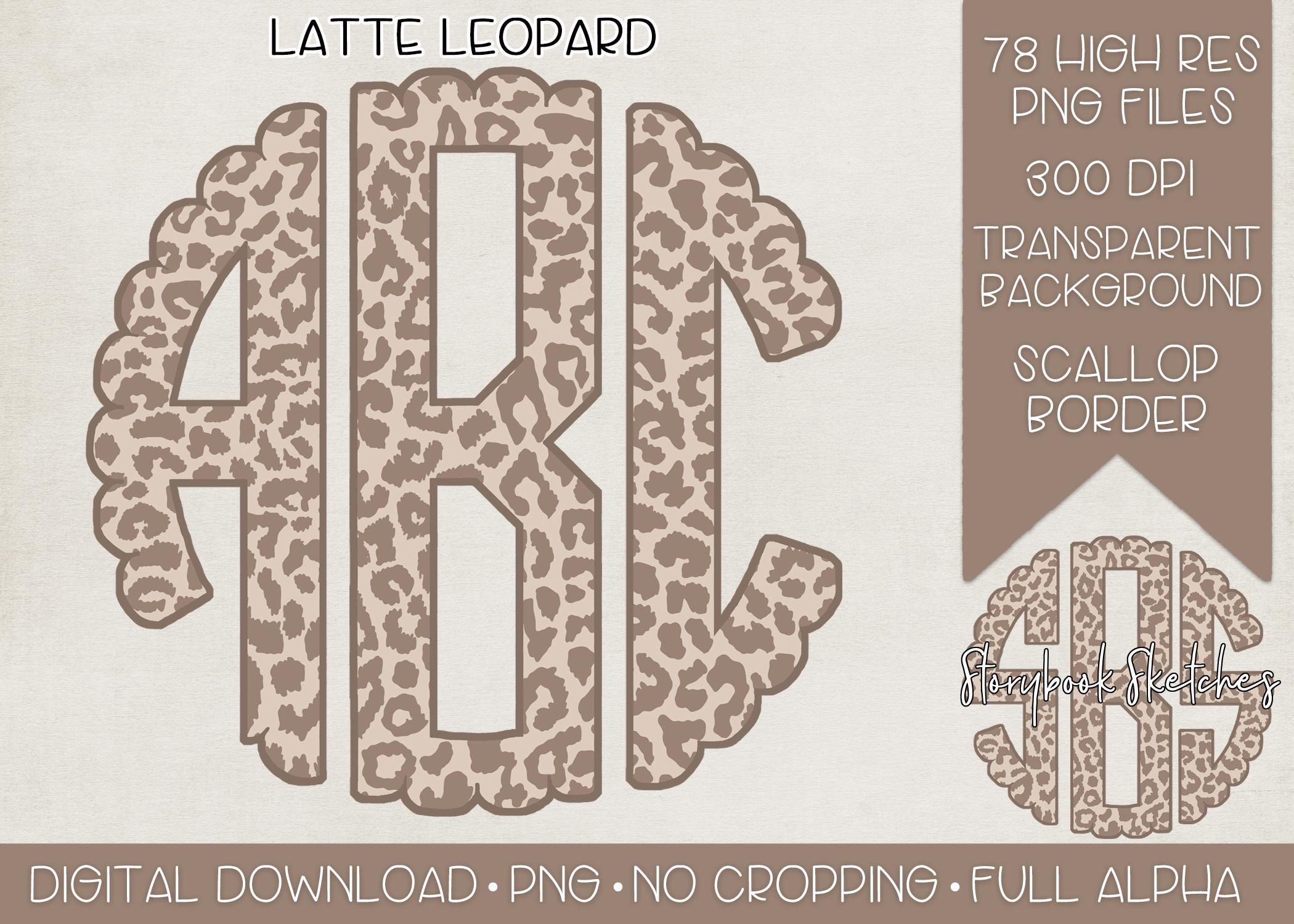 Monogram Leopard Latte Leopard Monogram PNG | Digital Download | Beige Neutral Leopard ...