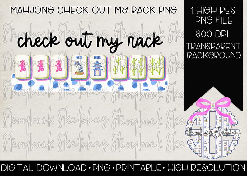 Check Out My Mahjong Rack PNG | Digital Download | Mahjong PNG ...