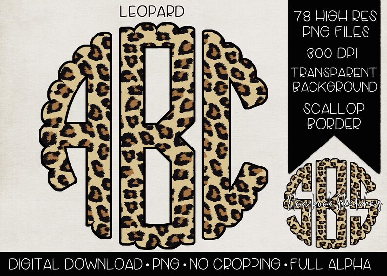 Monogram Leopard Leopard Monogram PNG | Digital Download | Brown Tan Cheetah Monogram ...