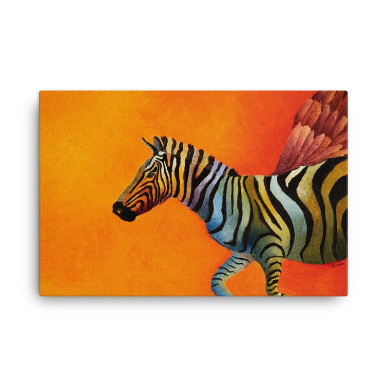 Flying Zebra Canvas Print Etsy