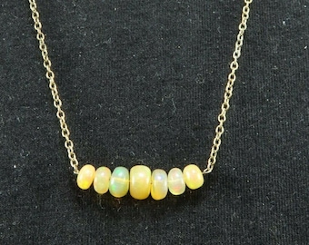 Ethiopian Opal Beaded Necklace: Sterling Silver Rondelle Gemstone