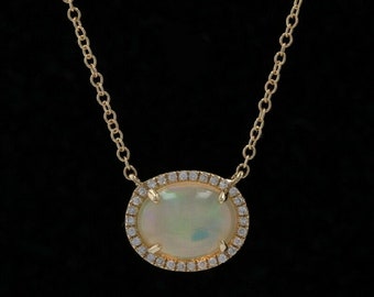Oval Ethiopian Opal Pendant Necklace: Gold Plated Sterling Silver