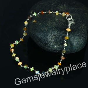 October Birthstone Beads Bracelet, Top Quality AAA Opal Beaded Bracelet, Gemstone Jewelry, Birthday Gift, Handmade Jewelry