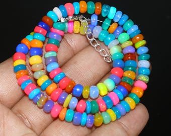 Handmade Ethiopian Opal Bead Necklace | Rainbow Gemstone Jewelry