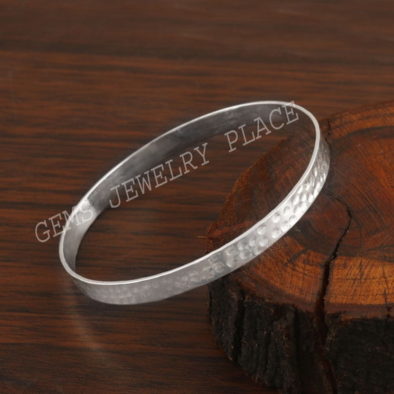 【ゆし】BLANK SPACE Bangle Silver925 925 Sterling Silver Bangle Bracelet, Handmade Plain Silver Kada - Etsy