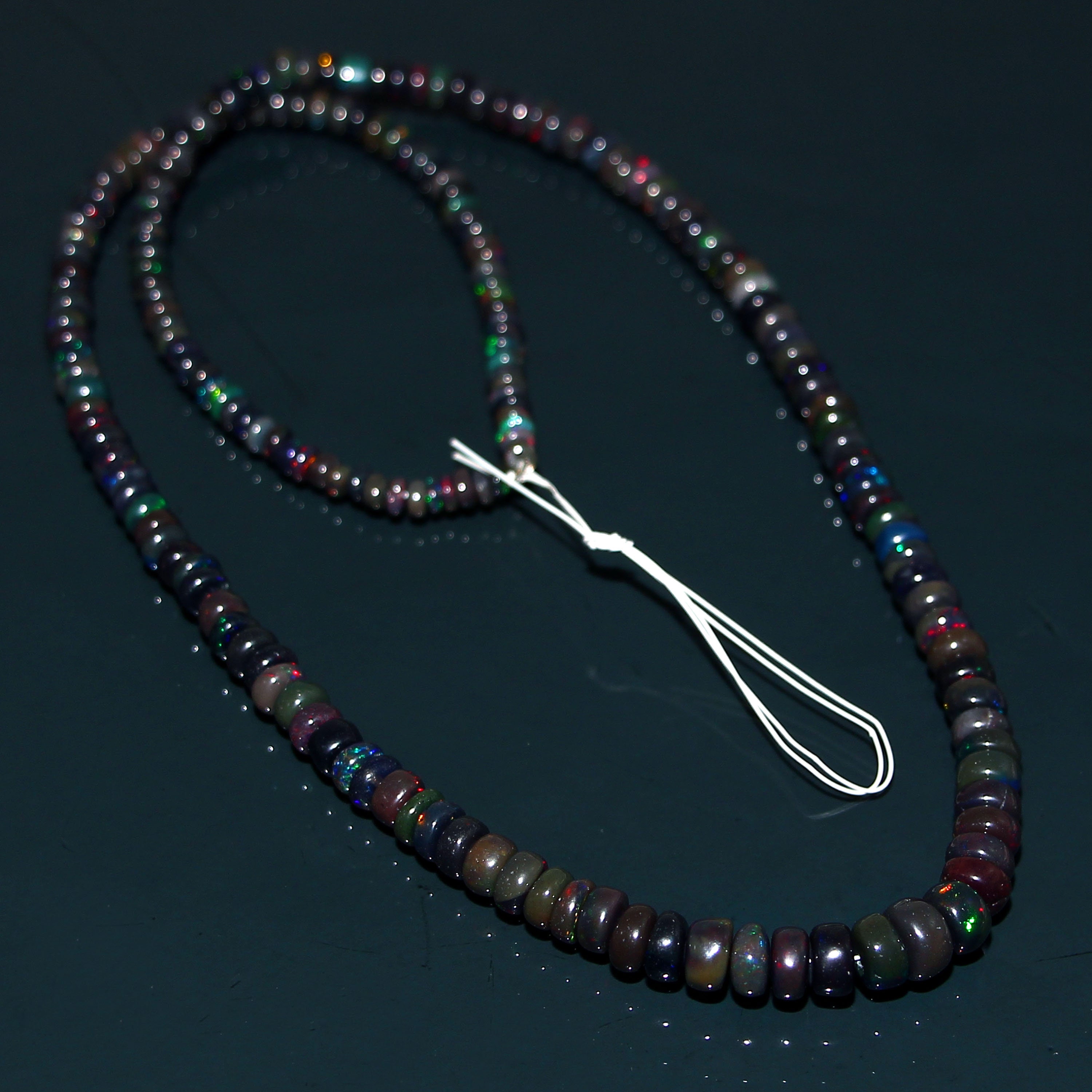 100 Genuine Black Fire Opal beads necklace Sterling Silver Etsy